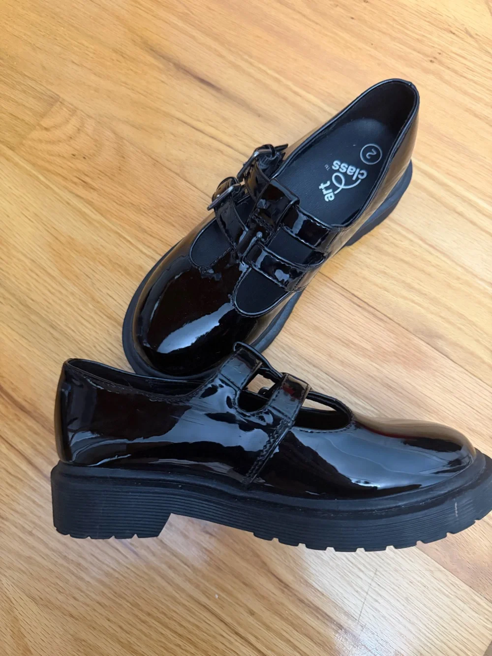 art class Black Patent Double-Strap Mary Jane Loafers